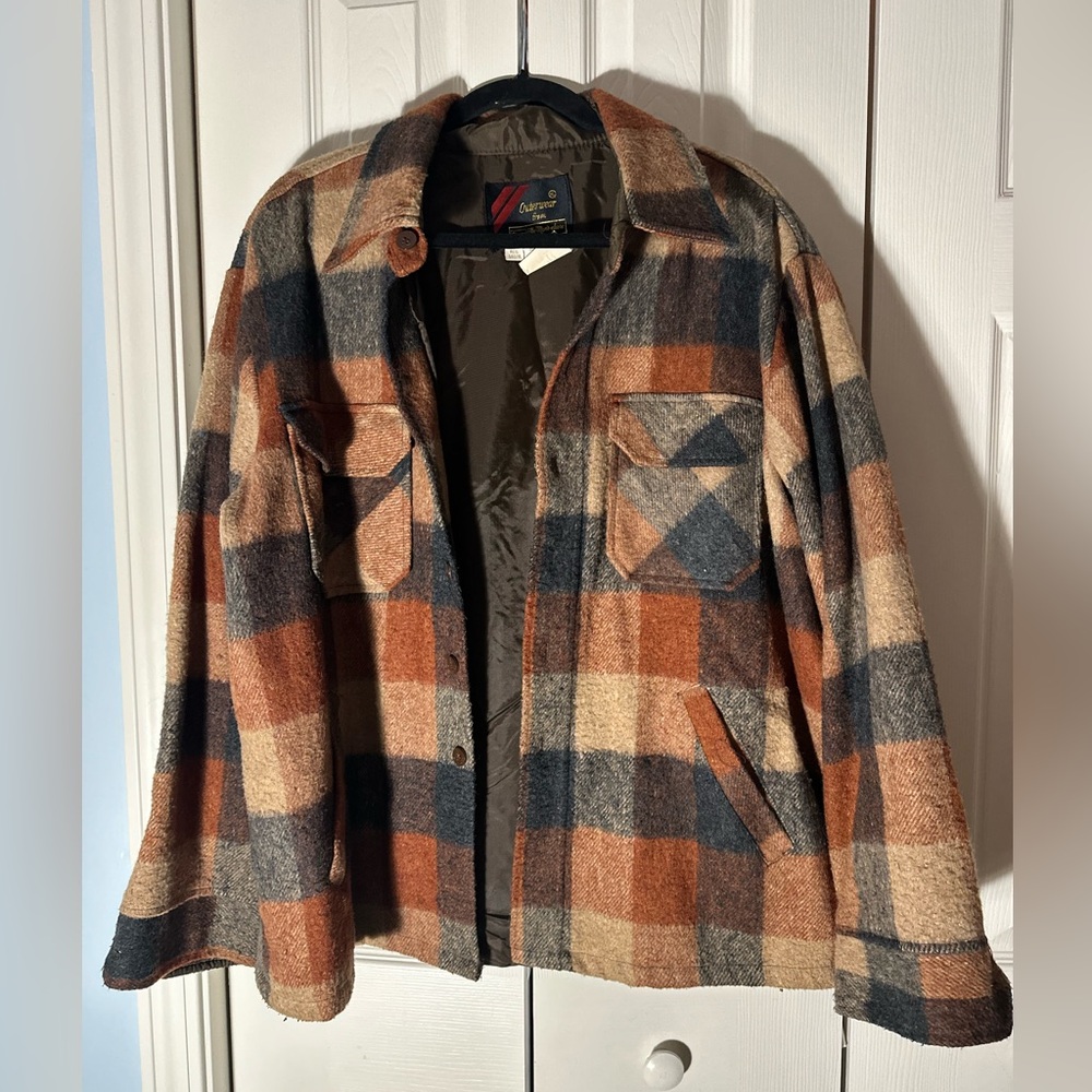 Vintage Sears The Men's Store Lightweight Brown and Cream Shirt Jacket